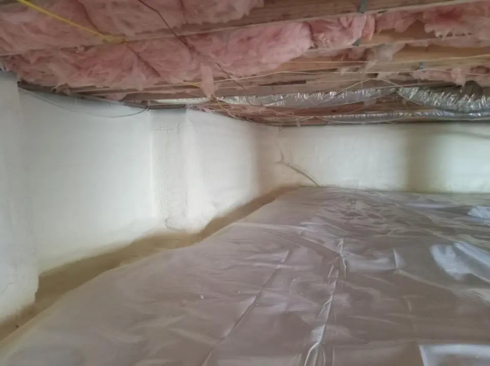 Crawl space encapsulation with closed-cell spray foam for Attic Insulation in Wilton